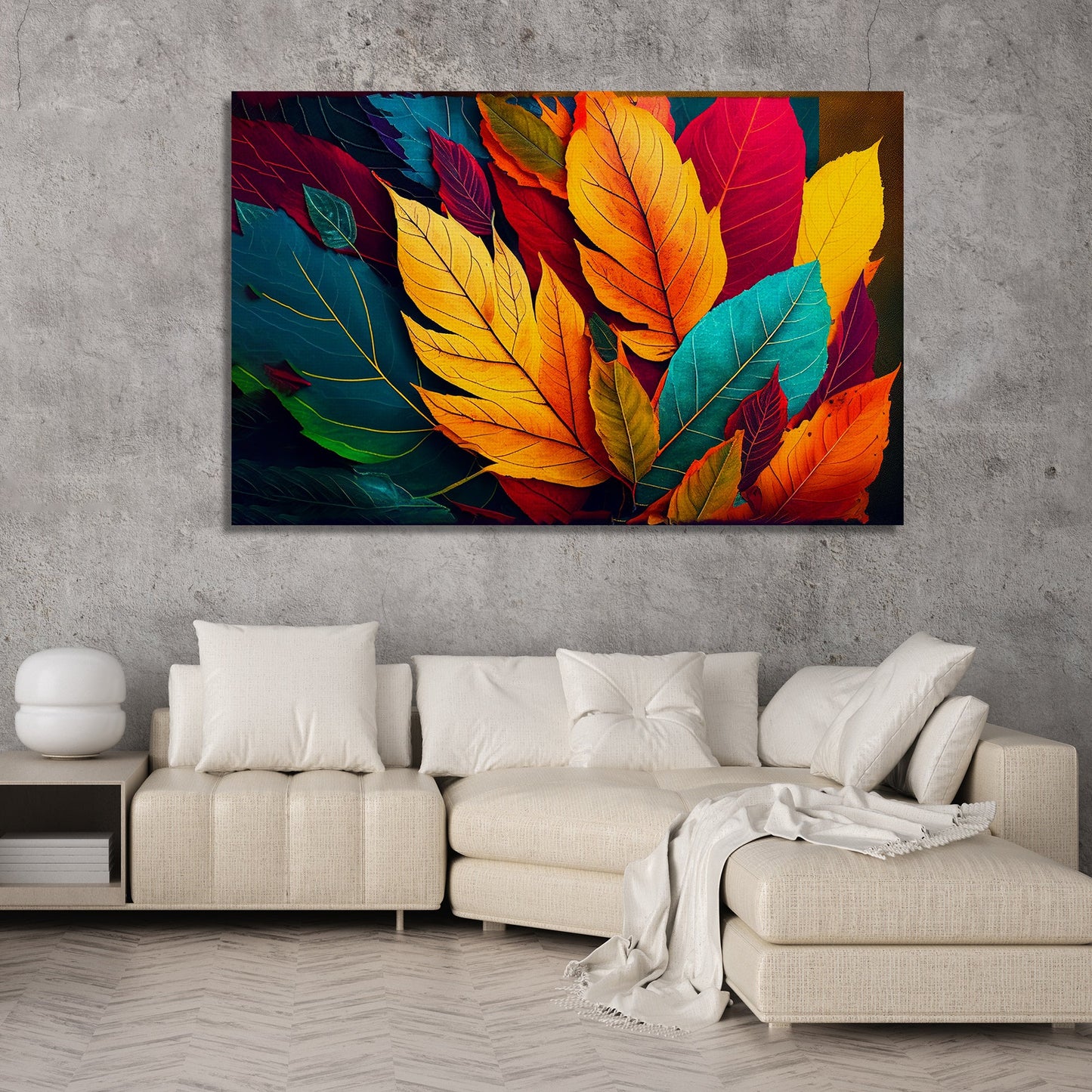 Nature Inspired Colorful Leaf Art Canvas Paintings