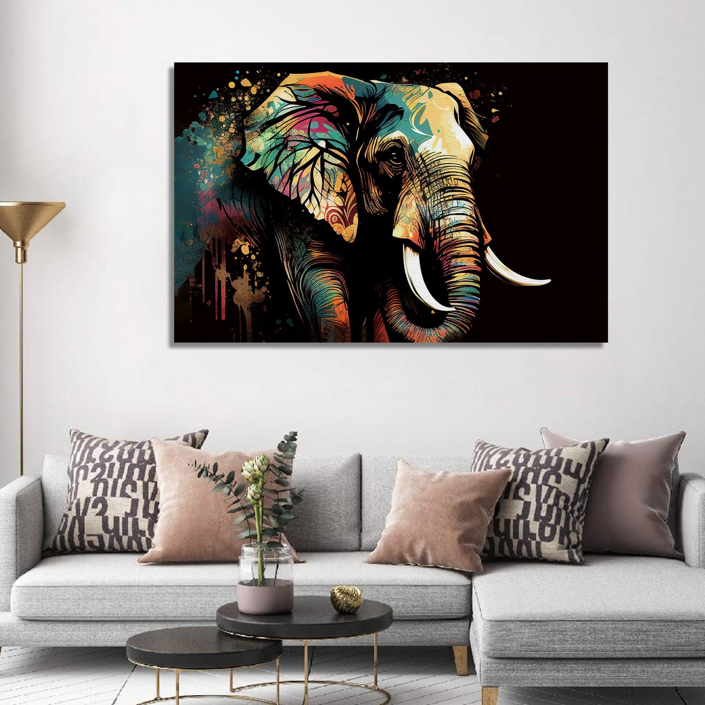 Colorful Elephant Art Canvas Painting