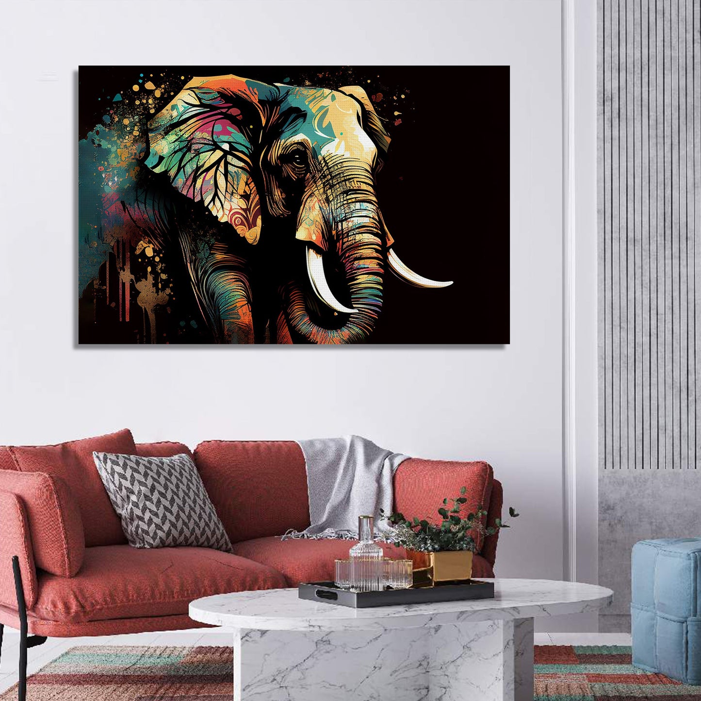 Colorful Elephant Art Canvas Painting