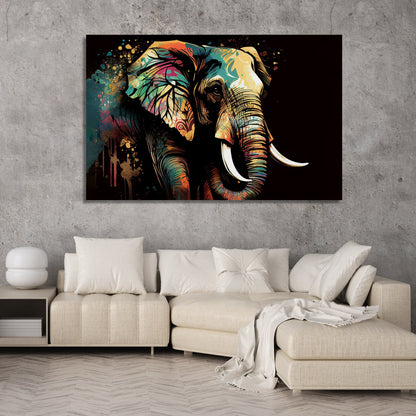 Colorful Elephant Art Canvas Painting