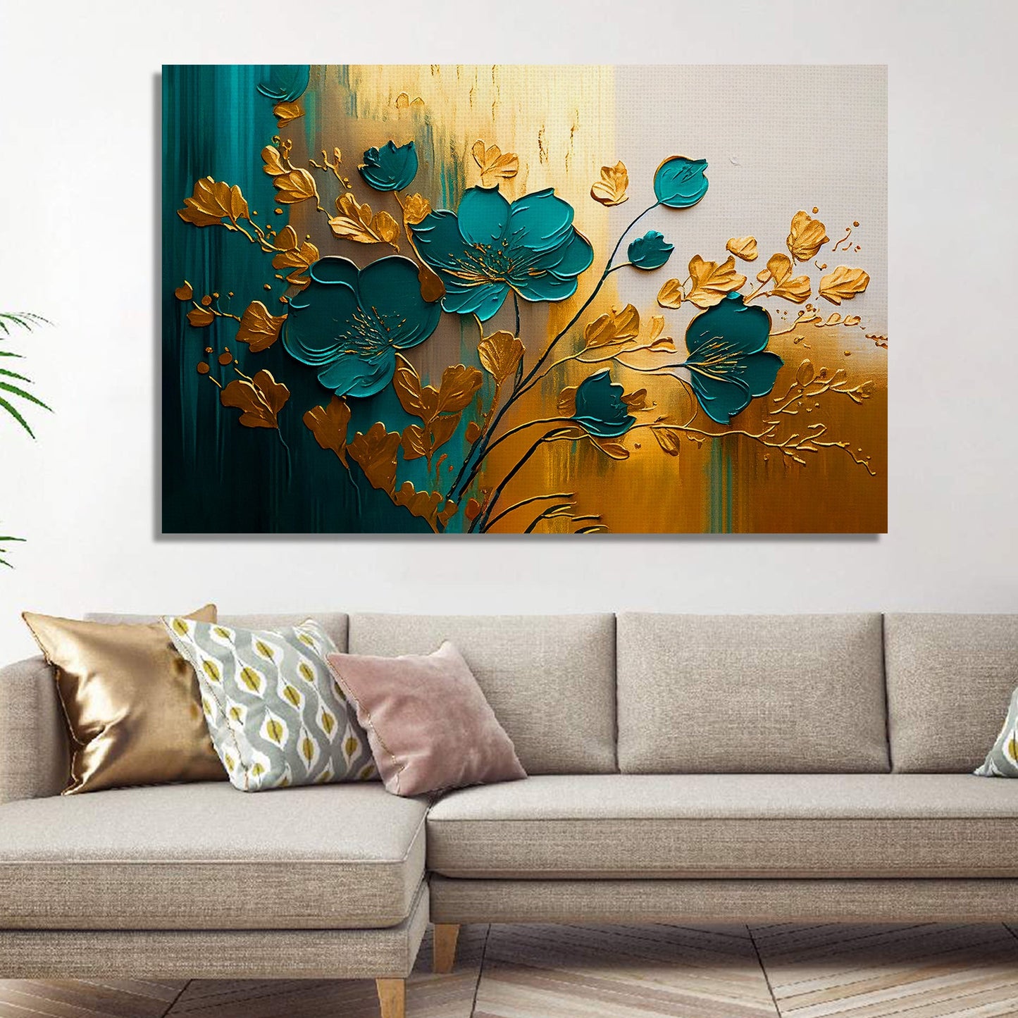 Nature Inspired Modern Art Green Color Canvas Painting