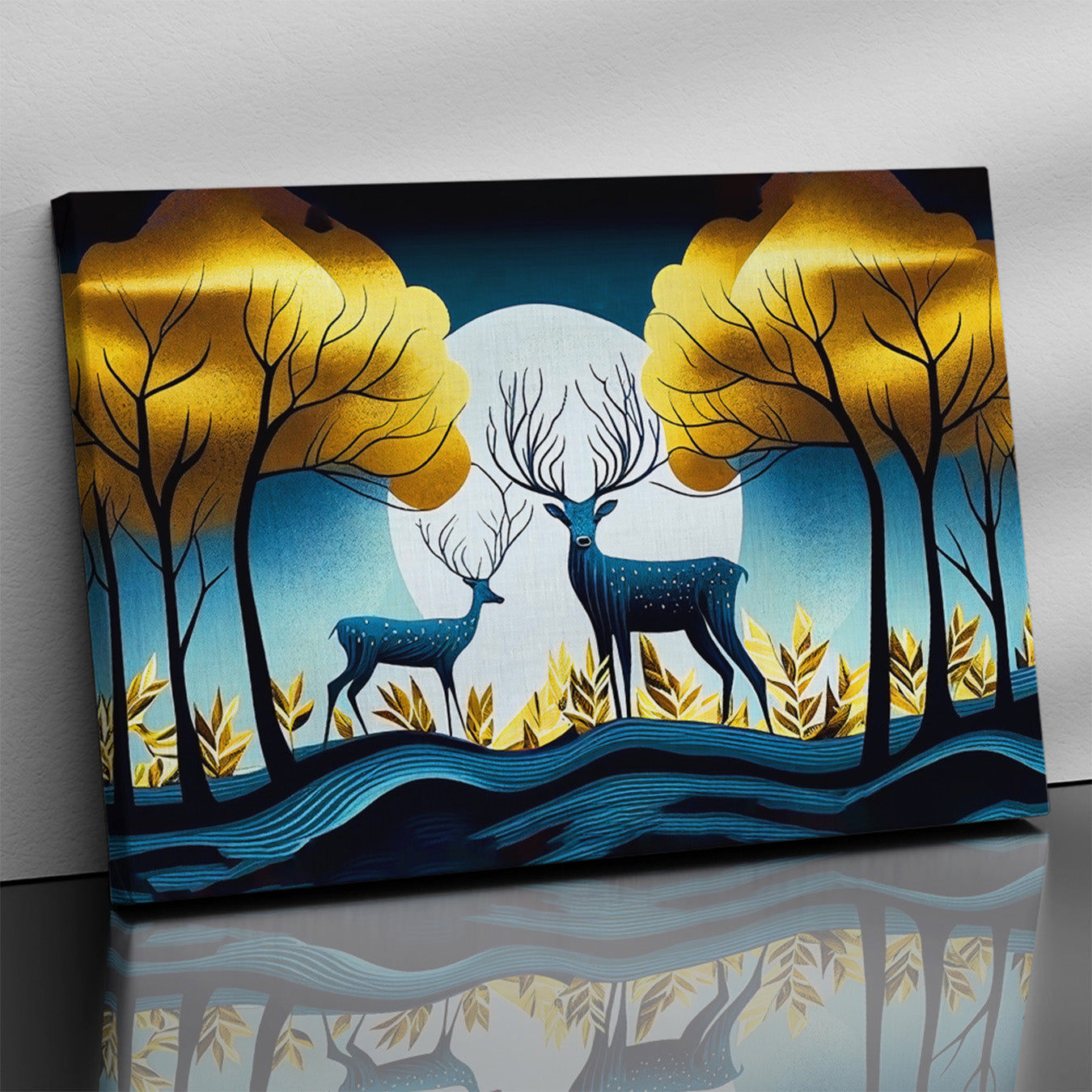 Nature Inspired Modern Deer Art Canvas Painting