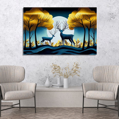 Nature Inspired Modern Deer Art Canvas Painting