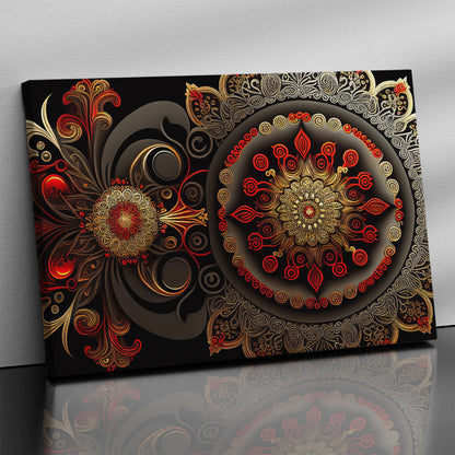 Modern Mandala Art Canvas Painting for Home Living Room and Office Wall Decor - Red