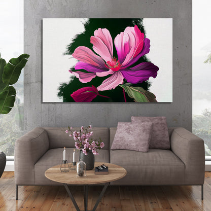 Modern Floral Art Canvas for Wall Decor - Pink