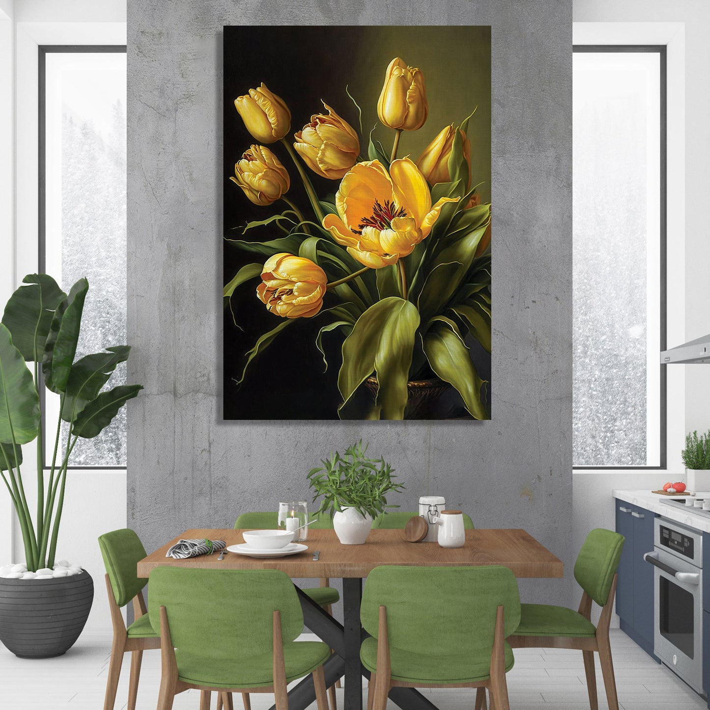 Yellow Floral Canvas Painting for Living Room Bedrooms Home and Office Wall