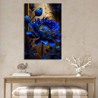 Magnificent Vibrant Blue Flower Canvas Painting for Living Room Bedroom Home Wall Decor