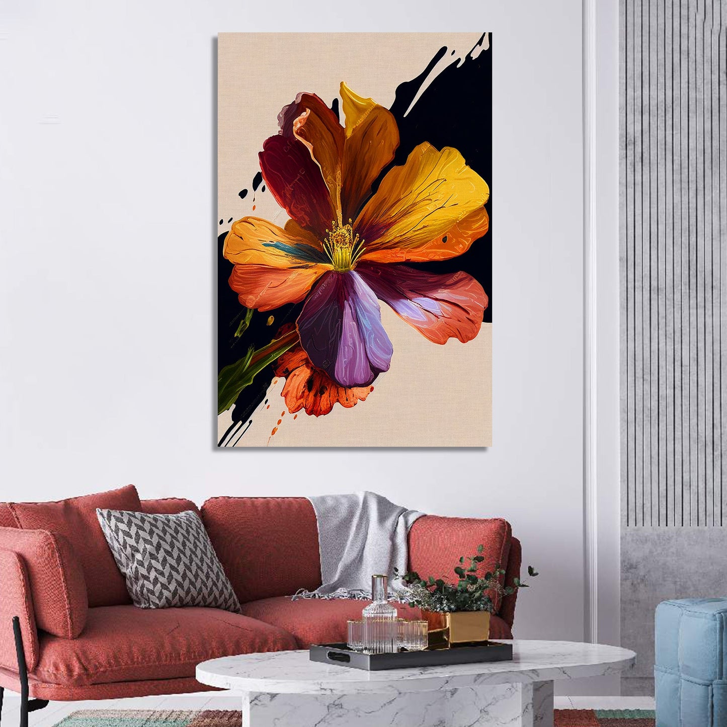 Modern Floral Art Canvas Painting for Wall Decor