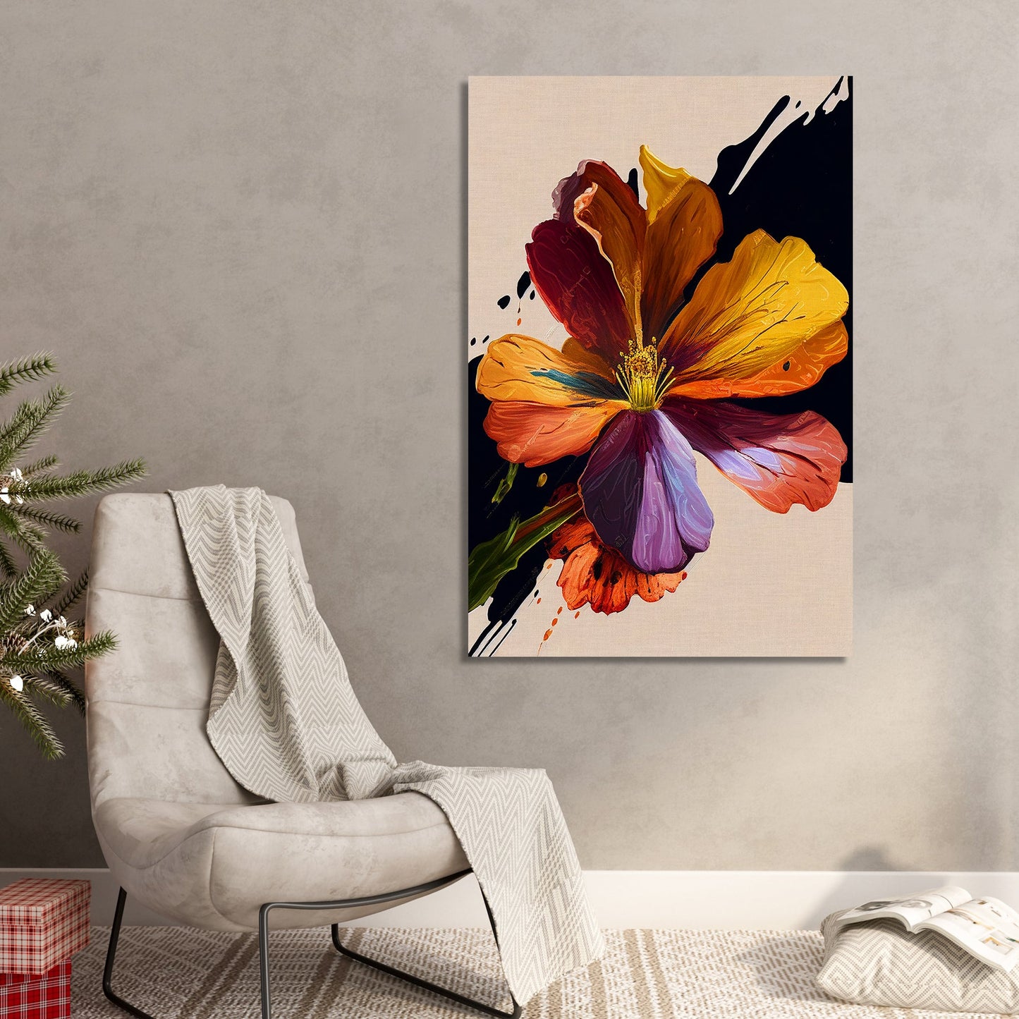 Modern Floral Art Canvas Painting for Wall Decor