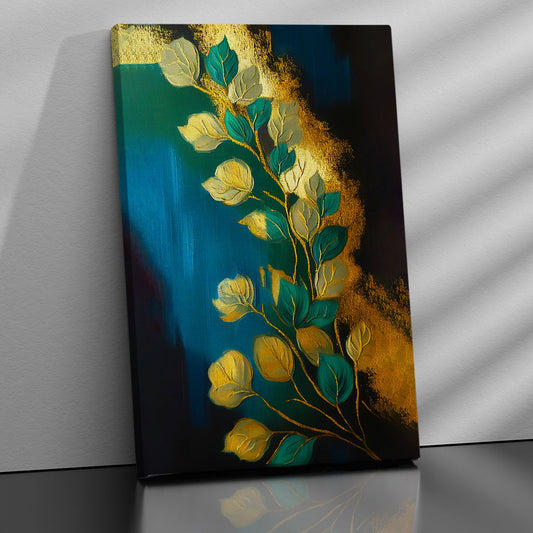 Green and Golden Luxury Canvas Painting for Living Room Bedroom Wall Decor