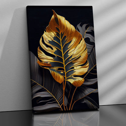 Luxury Golden Leaf Canvas Painting for Wall Decor