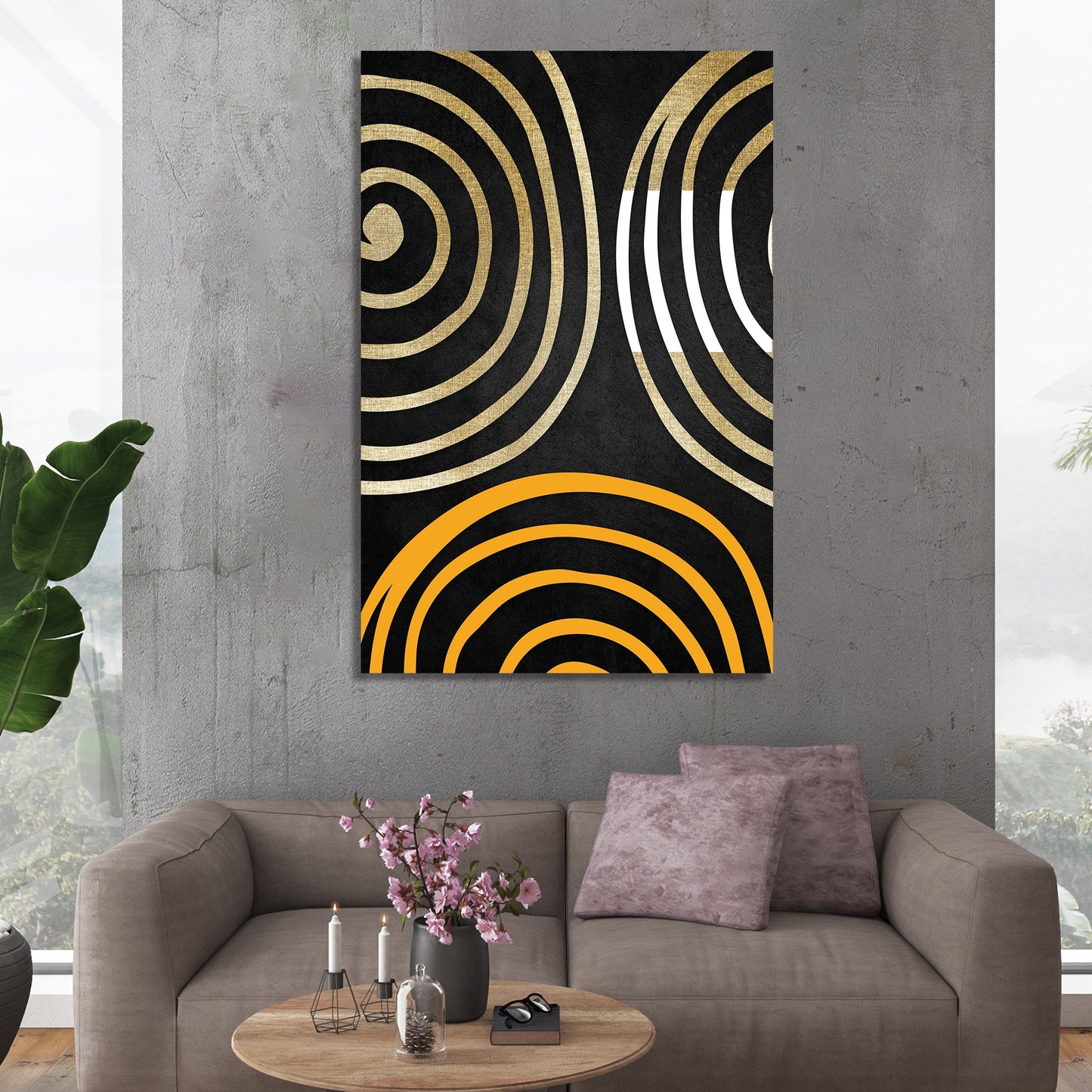 Modern Art Canvas Painting - Classic Black and Golden Canvas