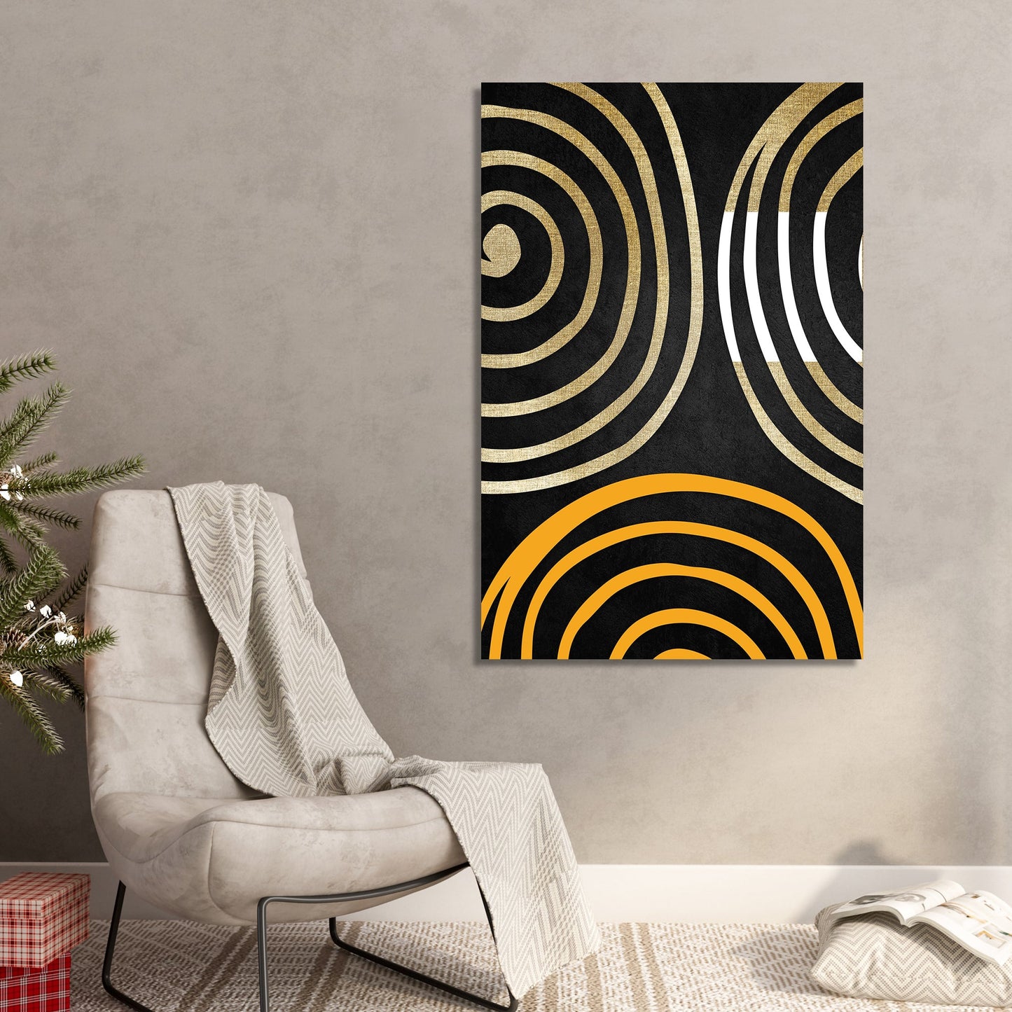 Modern Art Canvas Painting - Classic Black and Golden Canvas