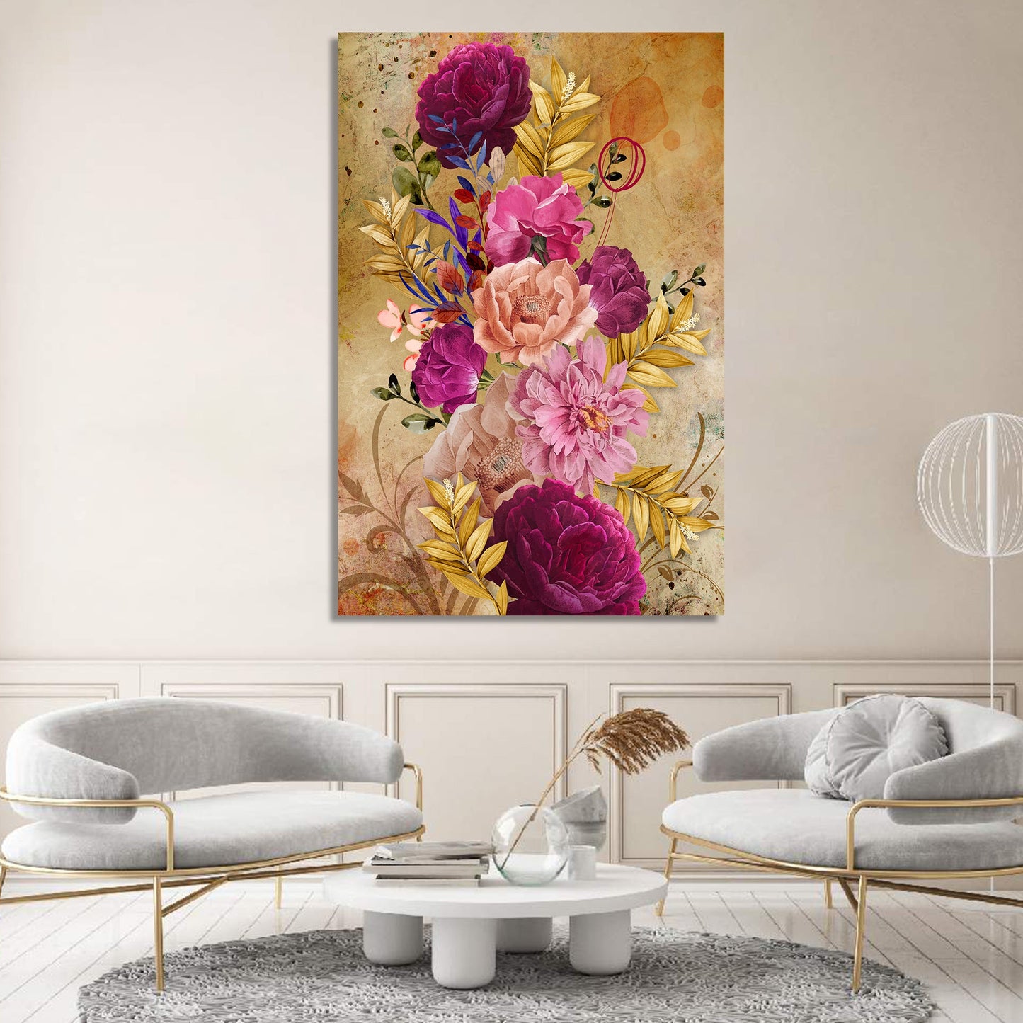 Nature Inspired Beautiful Vibrant Floral Canvas Painting for Wall Decor