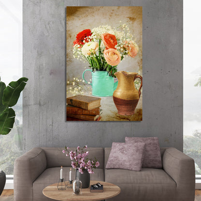 Nature Inspired Beautiful Vibrant Floral Canvas Painting for Wall Decor