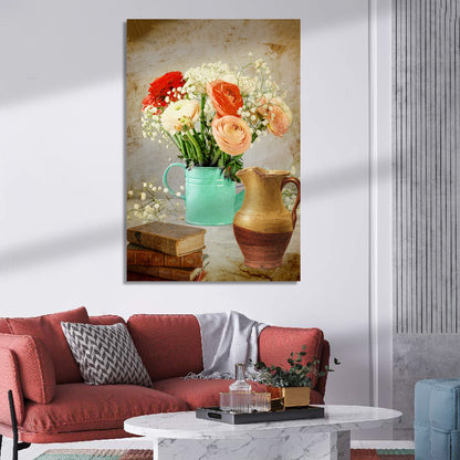 Nature Inspired Beautiful Vibrant Floral Canvas Painting for Wall Decor