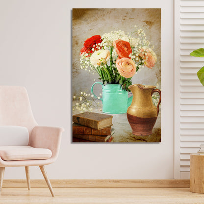 Nature Inspired Beautiful Vibrant Floral Canvas Painting for Wall Decor