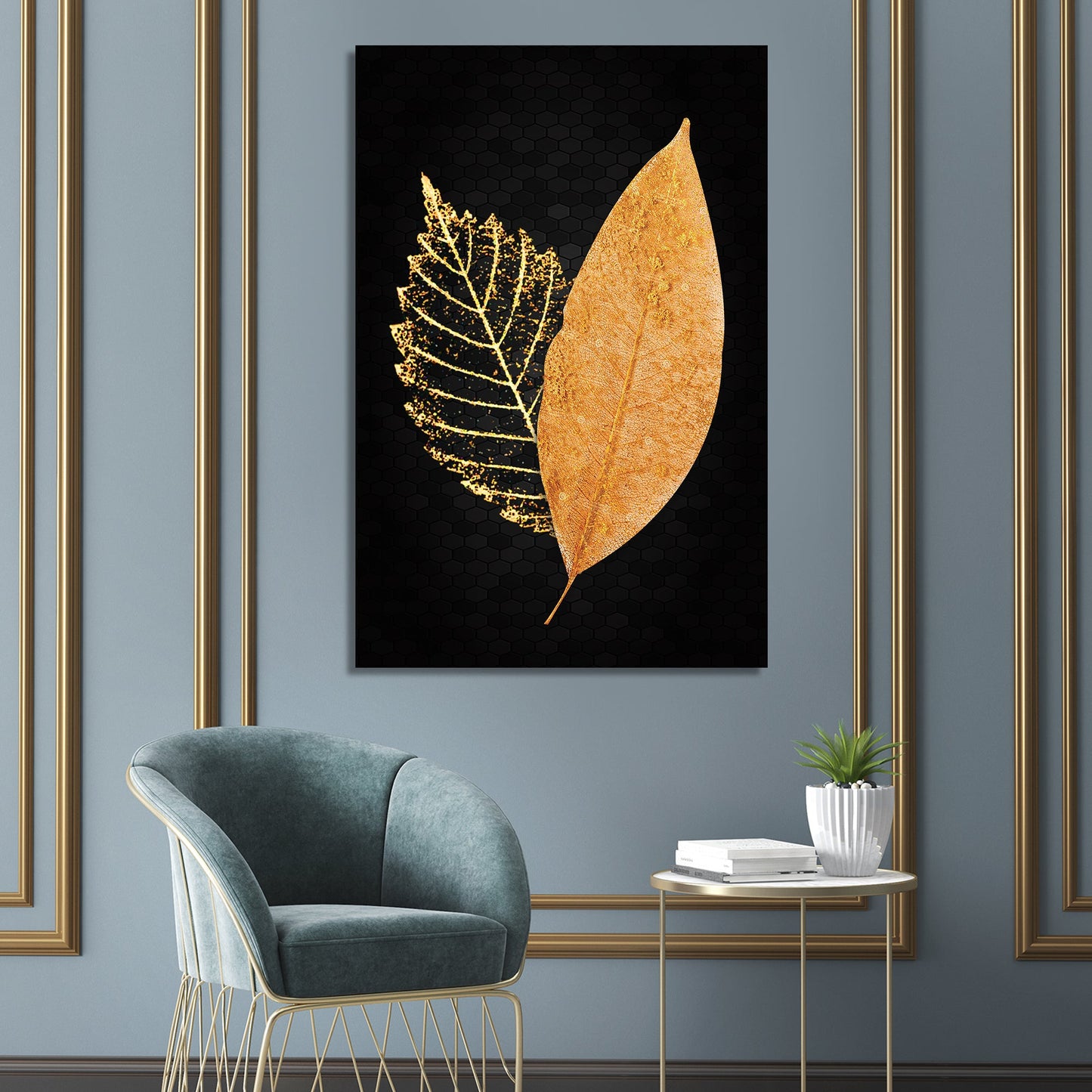 Classic Black and Golden Canvas Painting - Luxury Golden Canvas for Living Room Wall Decor