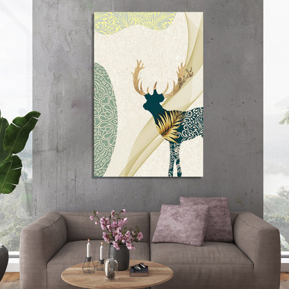 Minimal Deer Canvas Painting for Living Room - Modern Art Canvas for Wall Decor