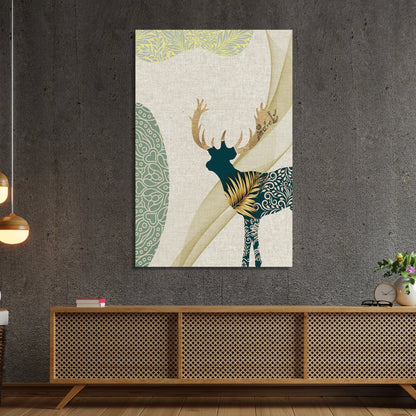 Minimal Deer Canvas Painting for Living Room - Modern Art Canvas for Wall Decor