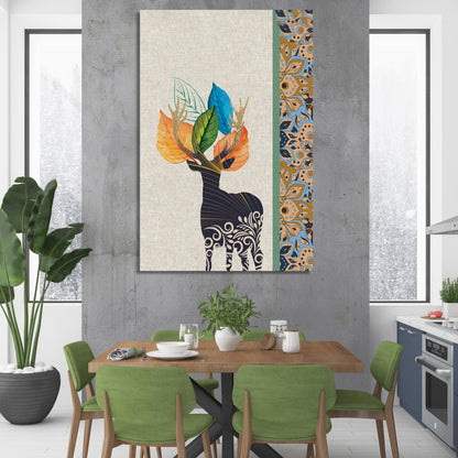 Minimal Deer Art Canvas Painting for Home and Office Wall Decor - Modern Canvas Painting