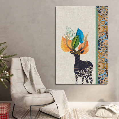 Minimal Deer Art Canvas Painting for Home and Office Wall Decor - Modern Canvas Painting