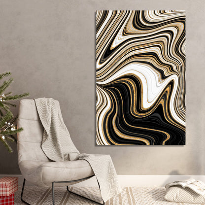 Beautiful Black and Golden Canvas Painting - Abstract Art Canvas for Wall Decor