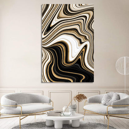 Beautiful Black and Golden Canvas Painting - Abstract Art Canvas for Wall Decor