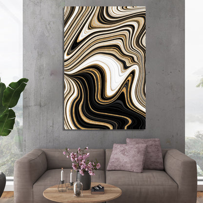 Beautiful Black and Golden Canvas Painting - Abstract Art Canvas for Wall Decor