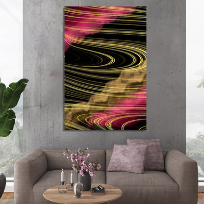 Vibrant Beautiful Black and Golden Canvas Painting - Abstract Art Canvas for Wall Decor