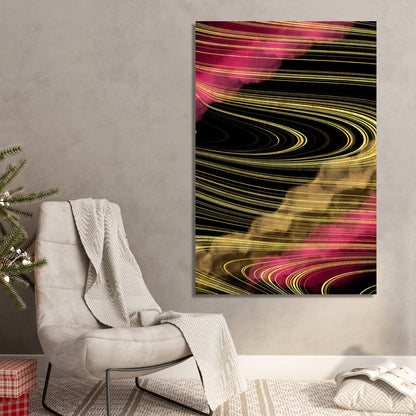 Vibrant Beautiful Black and Golden Canvas Painting - Abstract Art Canvas for Wall Decor