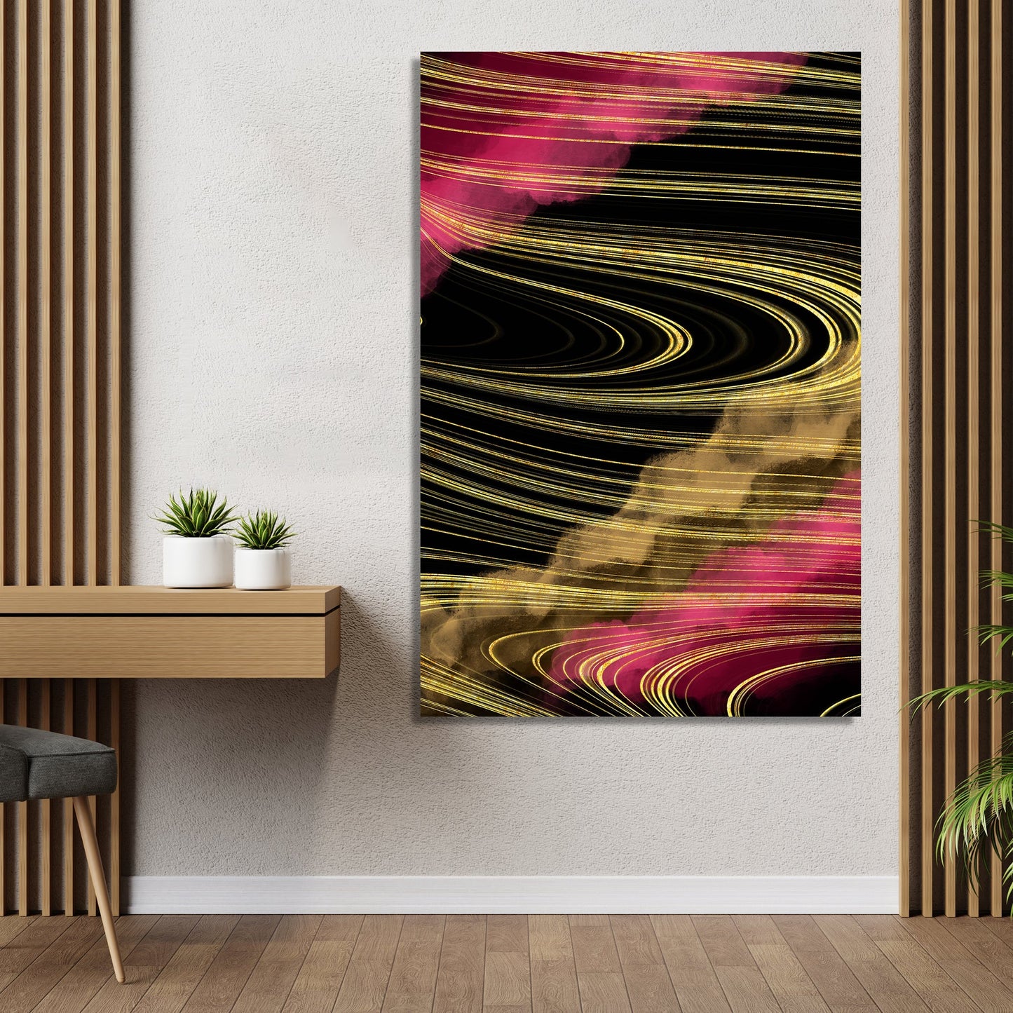 Vibrant Beautiful Black and Golden Canvas Painting - Abstract Art Canvas for Wall Decor