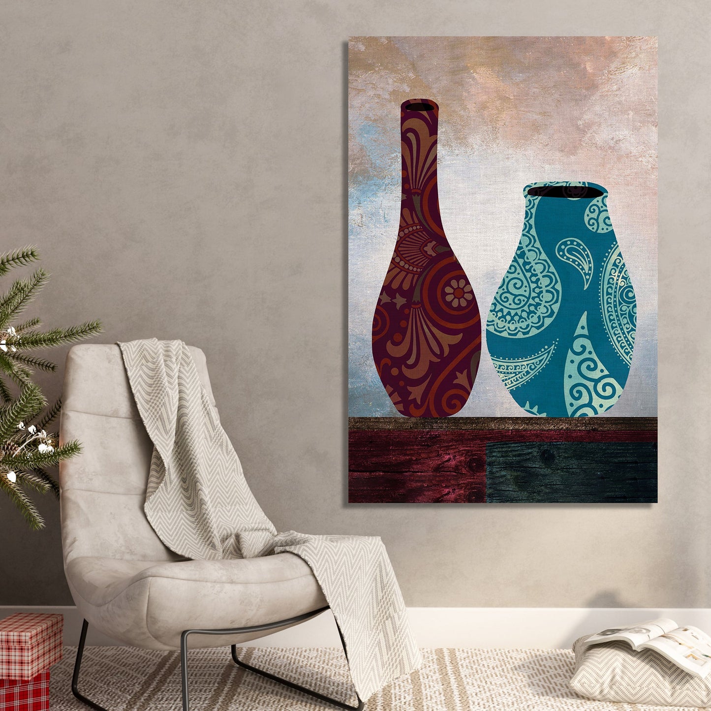 Vibrant Canvas Painting - Beautiful Vases Art Canvas for Wall Decor