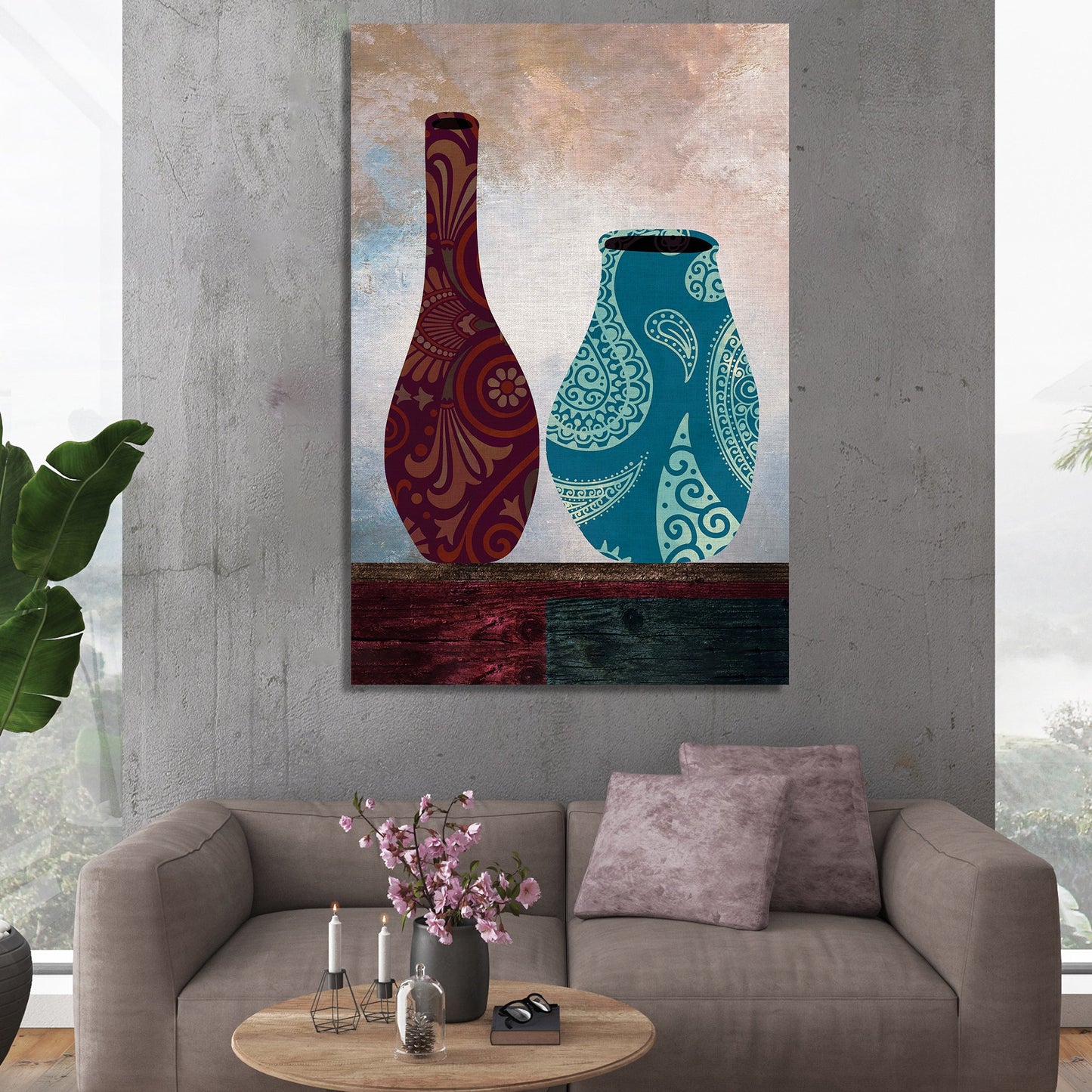 Vibrant Canvas Painting - Beautiful Vases Art Canvas for Wall Decor