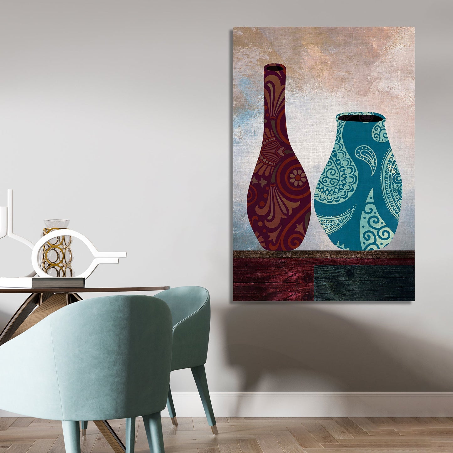 Vibrant Canvas Painting - Beautiful Vases Art Canvas for Wall Decor