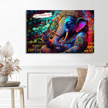 Indian Lord Ganesha Canvas Painting | Divine Artwork for Home Decor | Canvas Wall Paintings for Living Room Bdroom Wall Decor