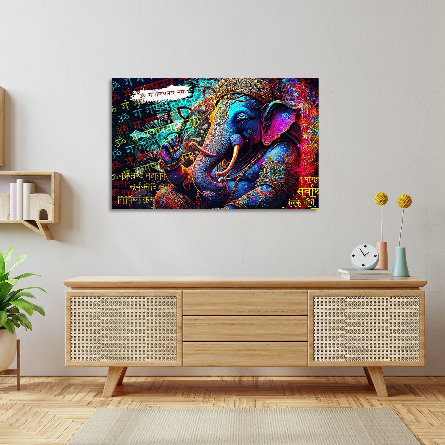 Indian Lord Ganesha Canvas Painting | Divine Artwork for Home Decor | Canvas Wall Paintings for Living Room Bdroom Wall Decor