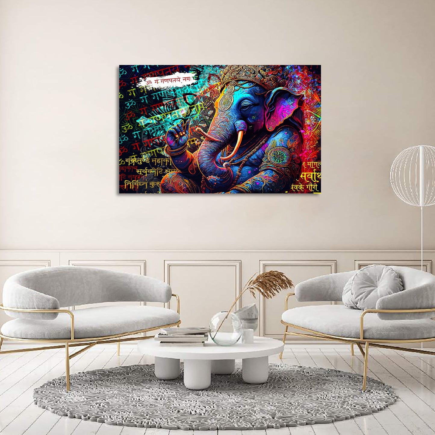 Indian Lord Ganesha Canvas Painting | Divine Artwork for Home Decor | Canvas Wall Paintings for Living Room Bdroom Wall Decor