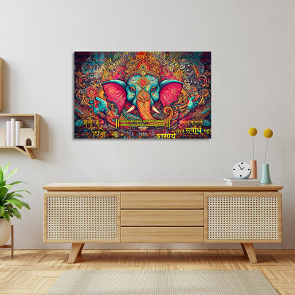 Lord Ganesha Canvas Painting | Divine Artwork for Home Decor | Canvas Wall Paintings for Living Room Bdroom Wall Decor