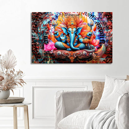 Shri Ganesha Canvas Painting | Divine Artwork for Home Decor | Canvas Wall Paintings for Living Room Bdroom Wall Decor