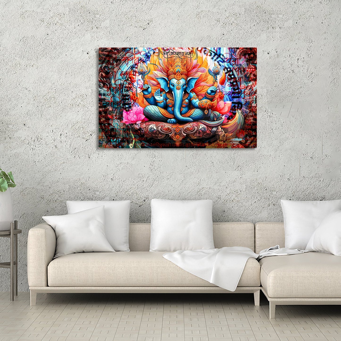 Shri Ganesha Canvas Painting | Divine Artwork for Home Decor | Canvas Wall Paintings for Living Room Bdroom Wall Decor