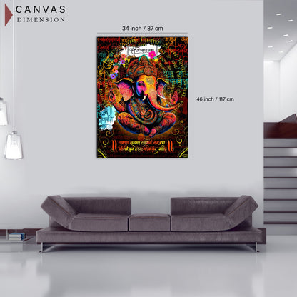 Indian Lord Ganesha Canvas Painting | Divine Artwork for Home Decor