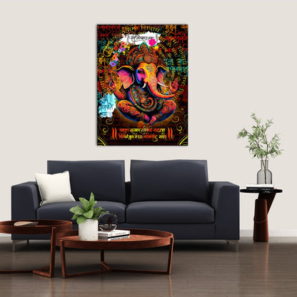 Indian Lord Ganesha Canvas Painting | Divine Artwork for Home Decor