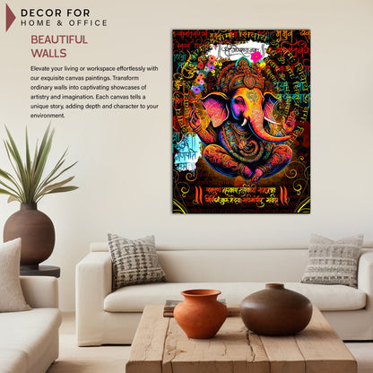 Indian Lord Ganesha Canvas Painting | Divine Artwork for Home Decor