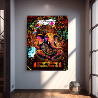 Indian Lord Ganesha Canvas Painting | Divine Artwork for Home Decor