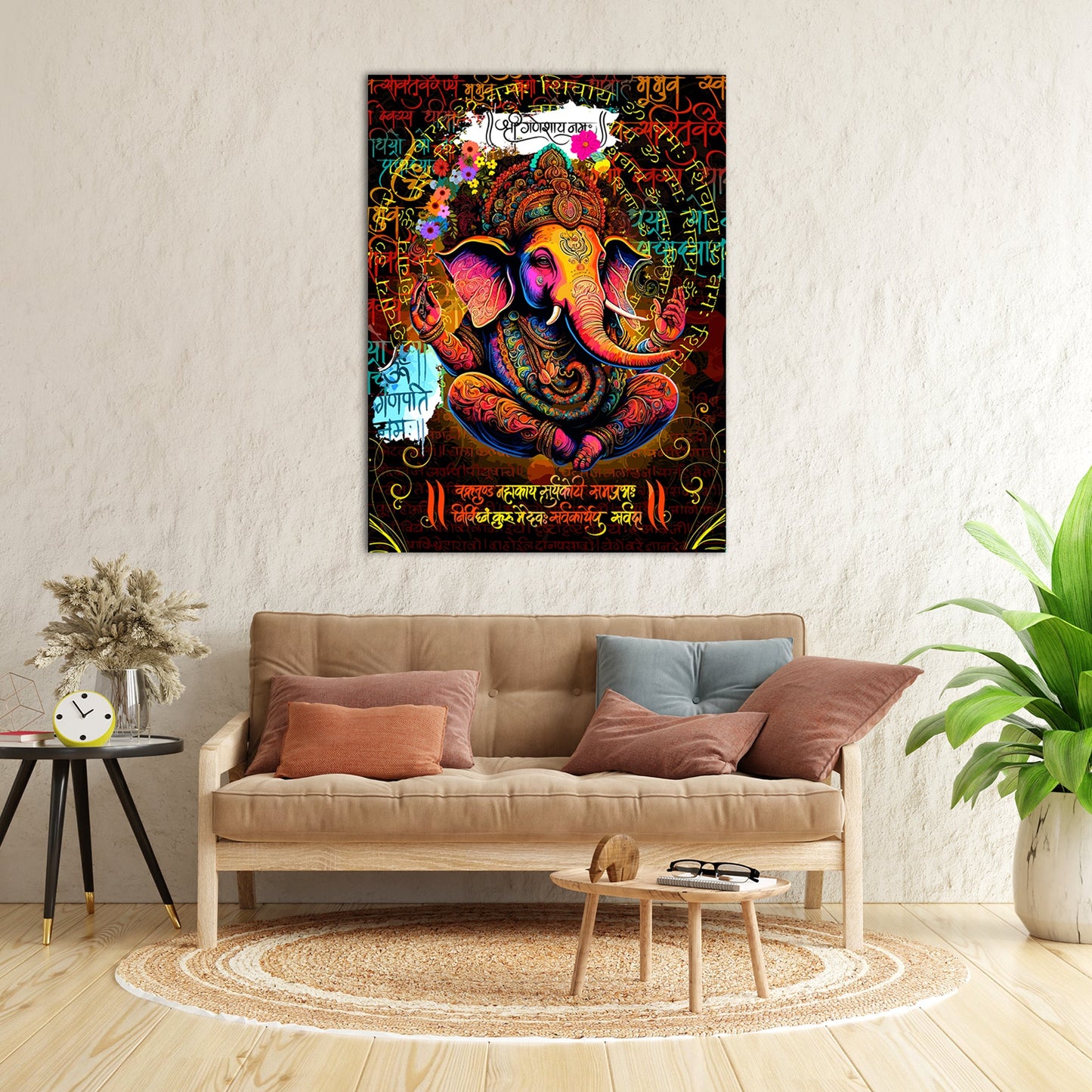 Indian Lord Ganesha Canvas Painting | Divine Artwork for Home Decor