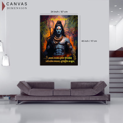 Majestic Indian Lord Shiva Canvas Painting for Living Room Bedroom Pooja Room Wall Decor