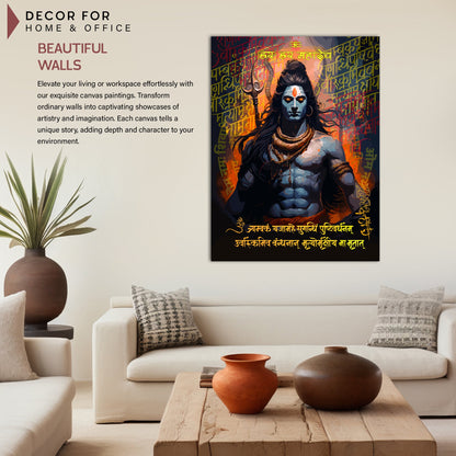 Majestic Indian Lord Shiva Canvas Painting for Living Room Bedroom Pooja Room Wall Decor