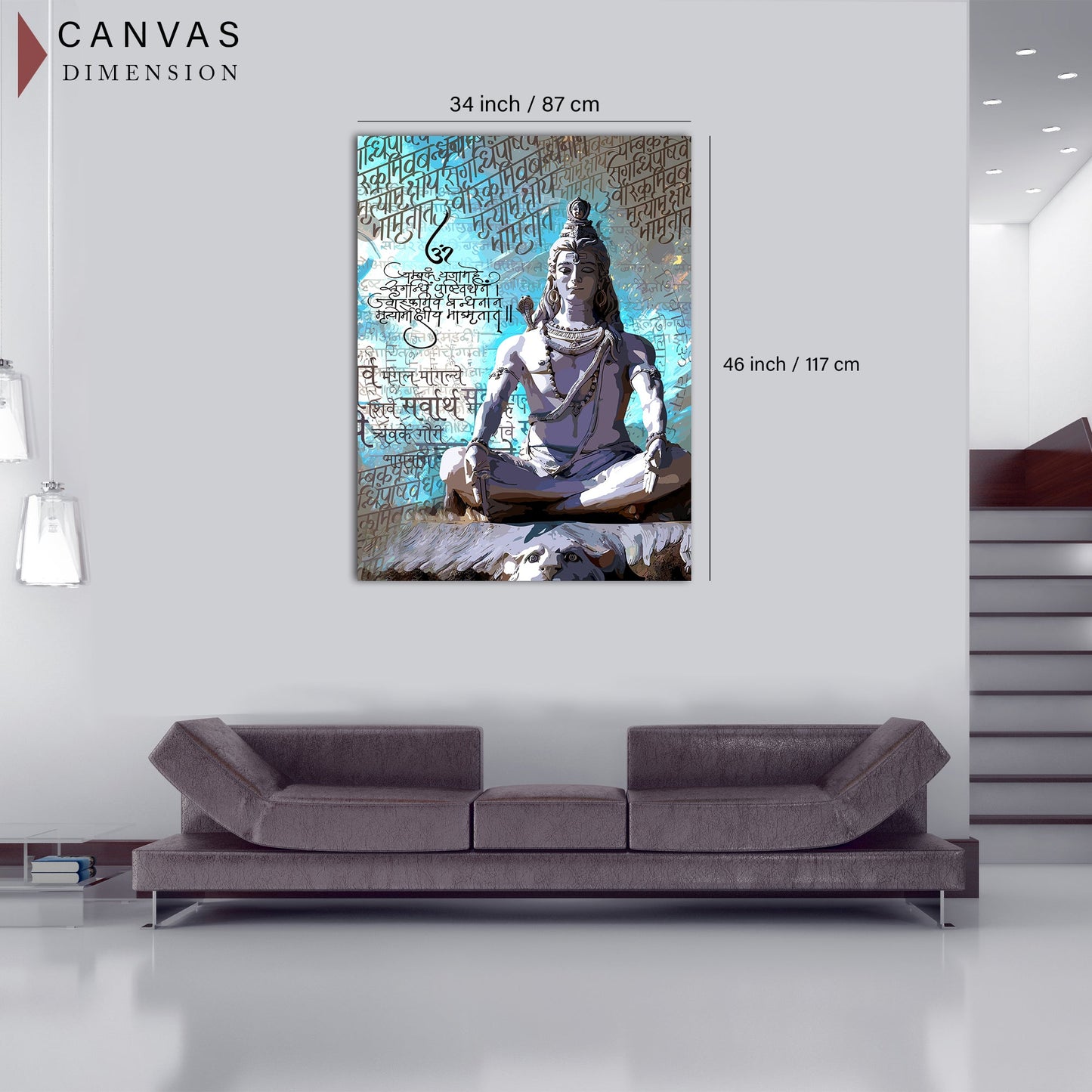 Majestic Hindu Lord Shiva Canvas Painting for Living Room Bedroom Pooja Room Wall Decor