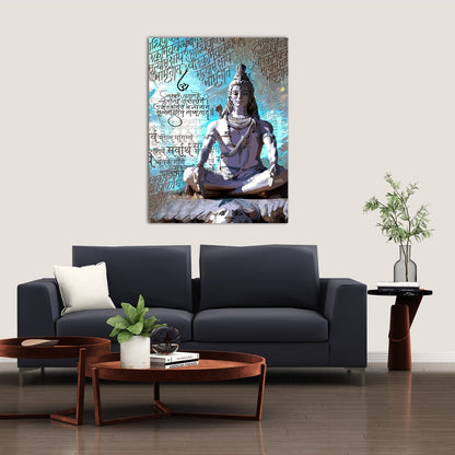 Majestic Hindu Lord Shiva Canvas Painting for Living Room Bedroom Pooja Room Wall Decor